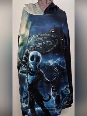 Jack Skellington Nightmare Before Christmas Journey To Halloween Town Hoodie XXL
